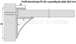 Profil do półki szklanej 18 mm